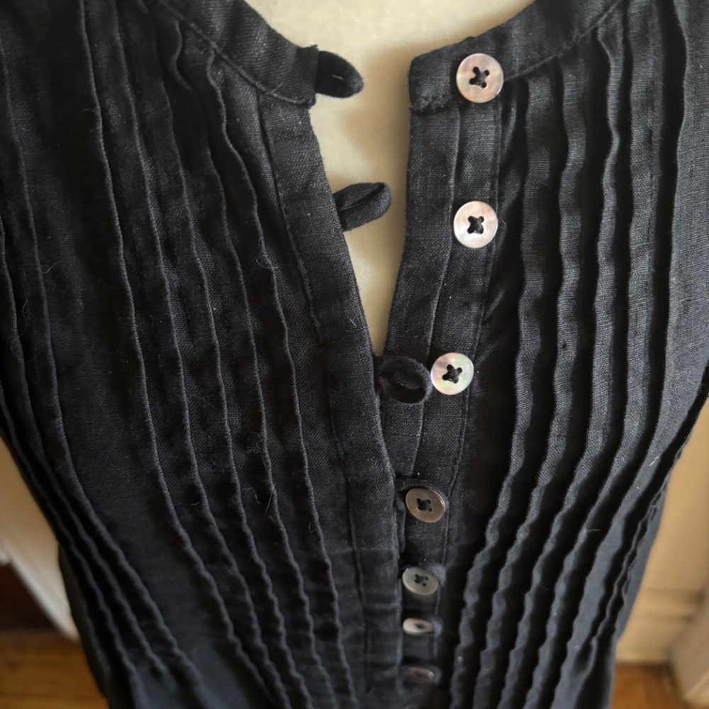 Quince, 100% Linen Sleeveless Swing Dress, Black, Size S - Picture 5 of 7